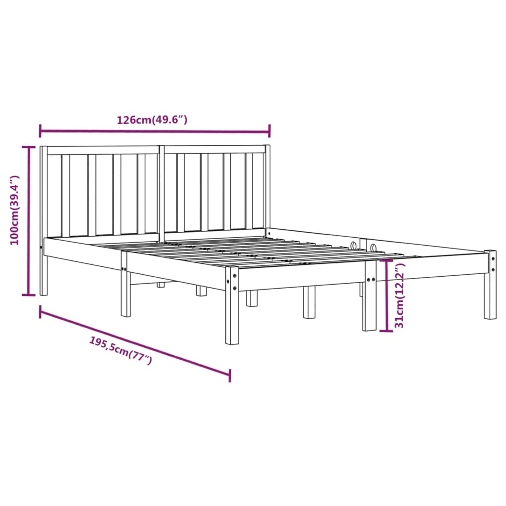 Giroletto in Legno Massello di Pino 120x190cm Small Double - homemem39