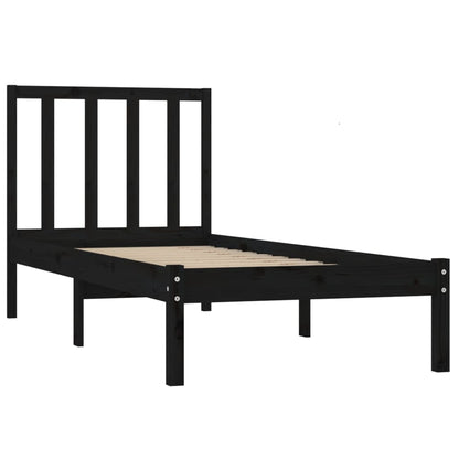 Giroletto Nero in Legno Massello di Pino 90x190 cm Single - homemem39