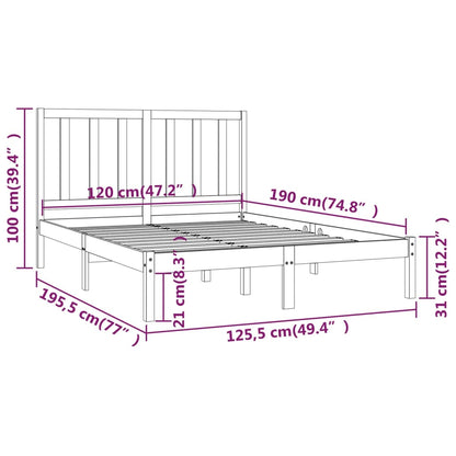 Giroletto Nero Legno Massello Pino 120x190 cm 4FT Small Double - homemem39