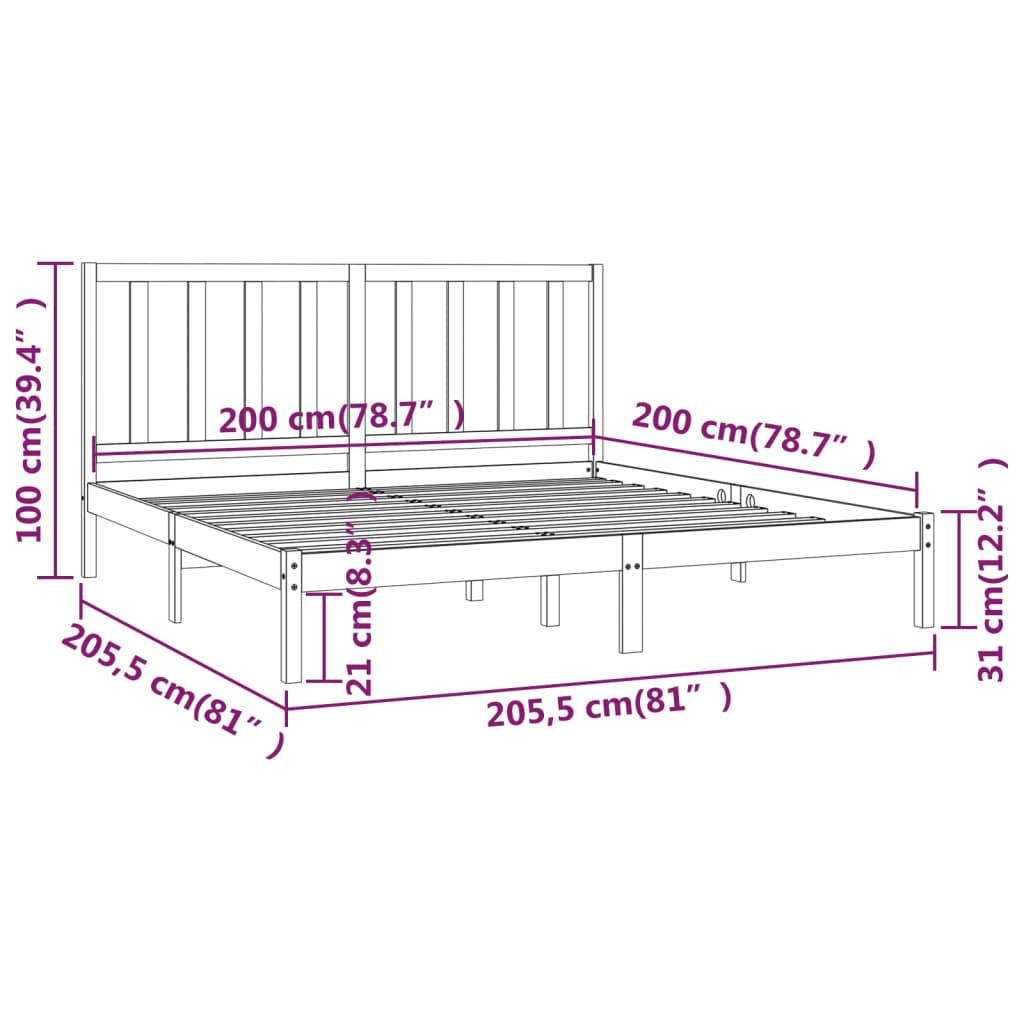 Giroletto Nero in Legno Massello di Pino 200x200 cm - homemem39