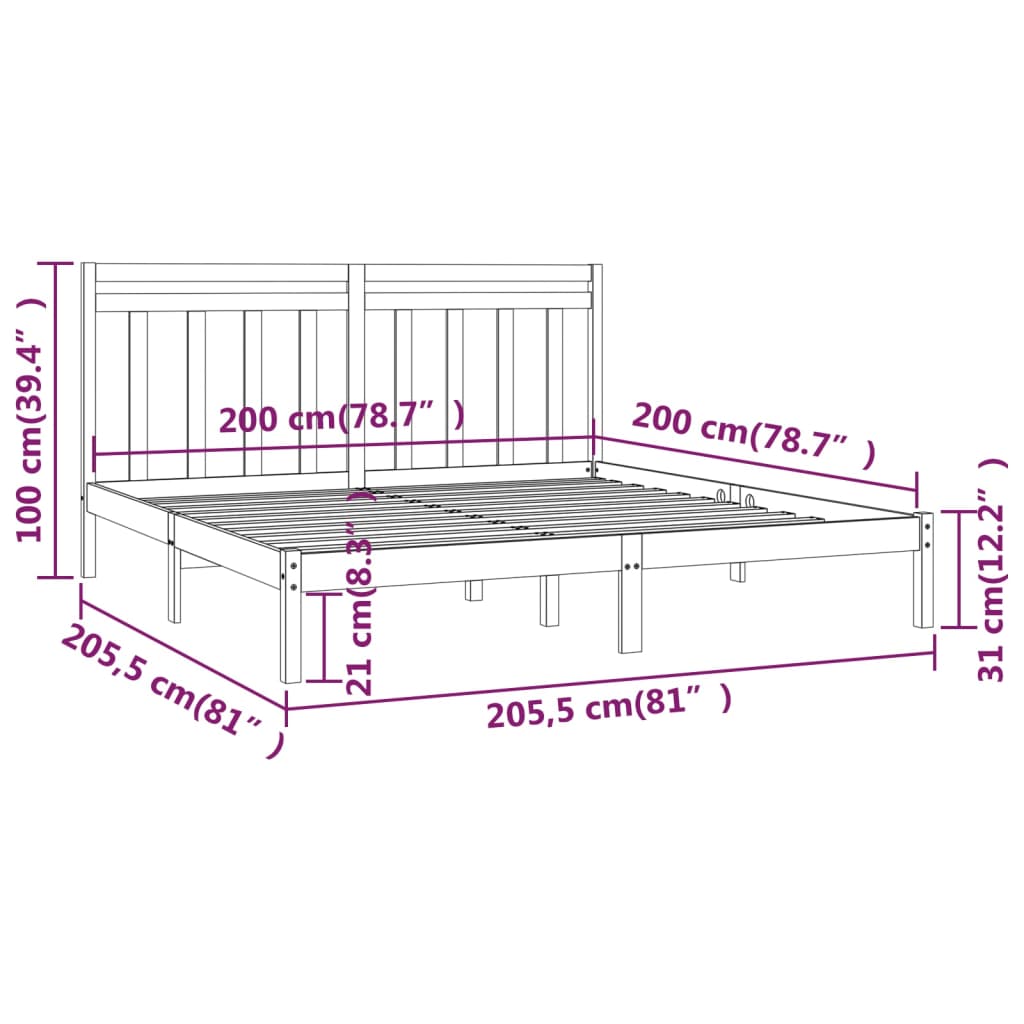 Giroletto Nero in Legno Massello 200x200 cm - homemem39