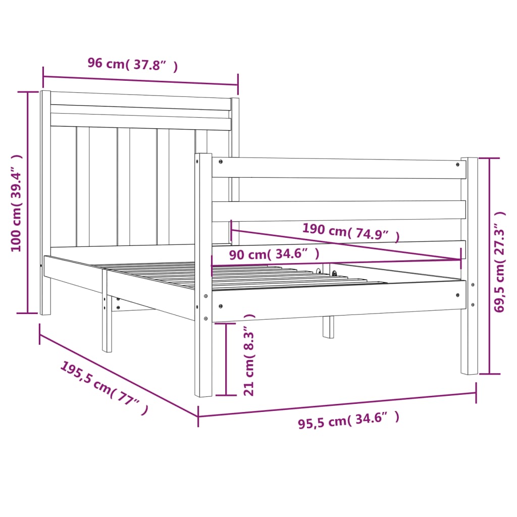 Giroletto in Legno Massello 90x190 cm Single - homemem39