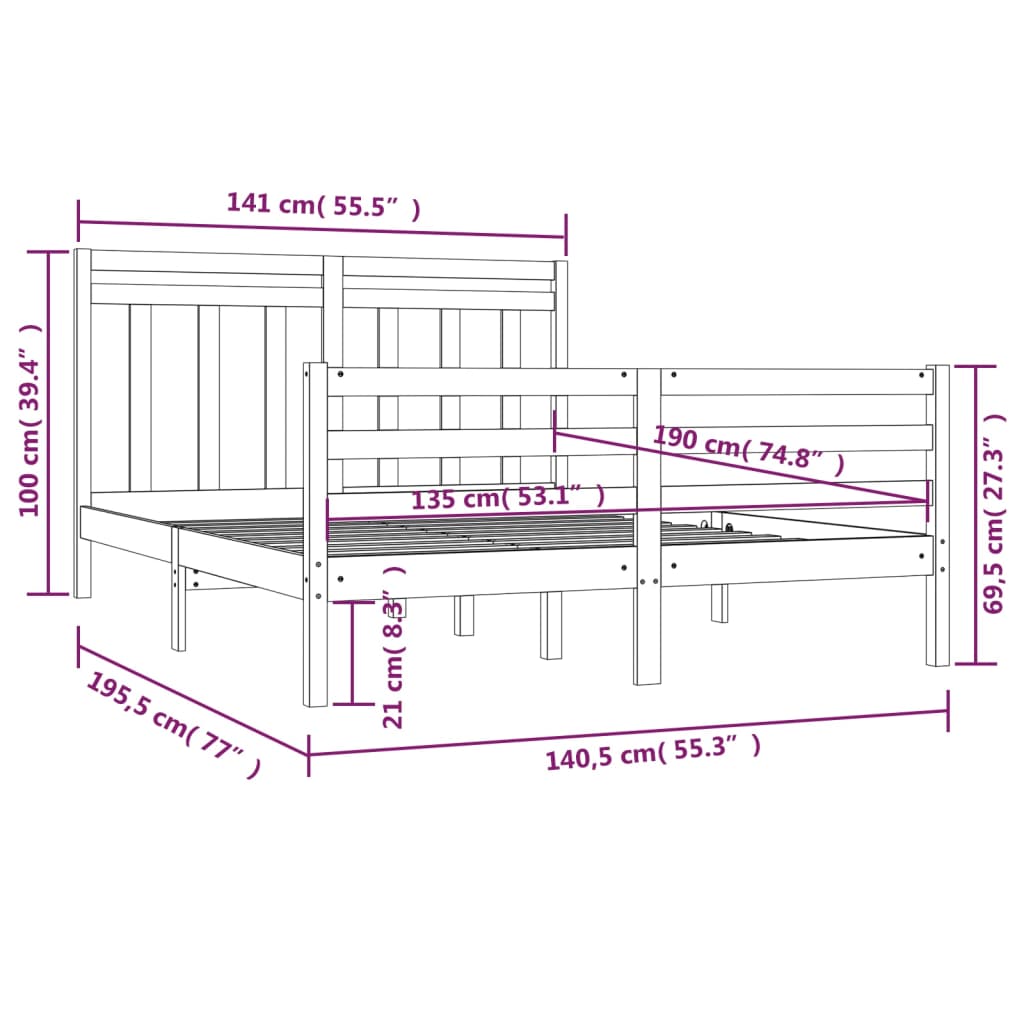 Giroletto in Legno Massello 135x190 cm Double - homemem39