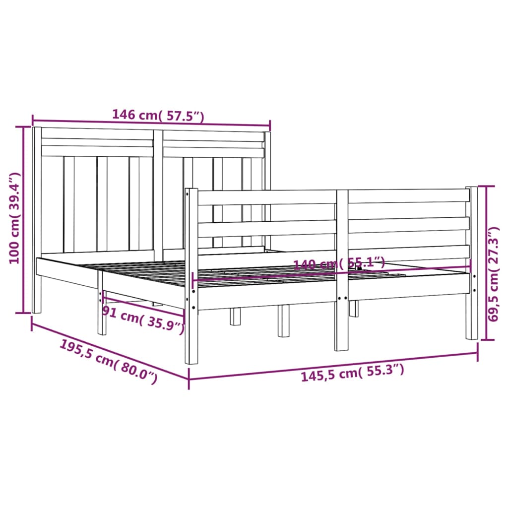 Giroletto Bianco in Legno Massello 140x190 cm - homemem39