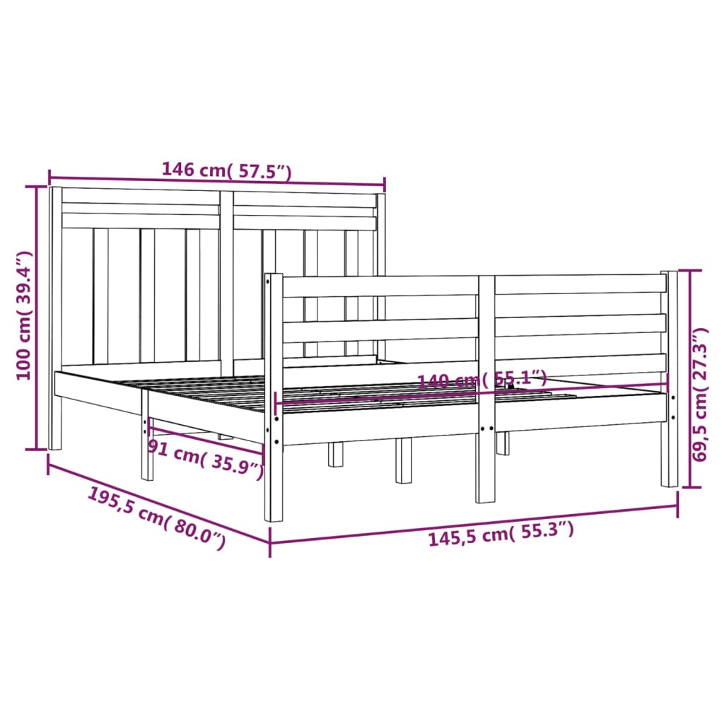 Giroletto Grigio in Legno Massello 140x190 cm - homemem39