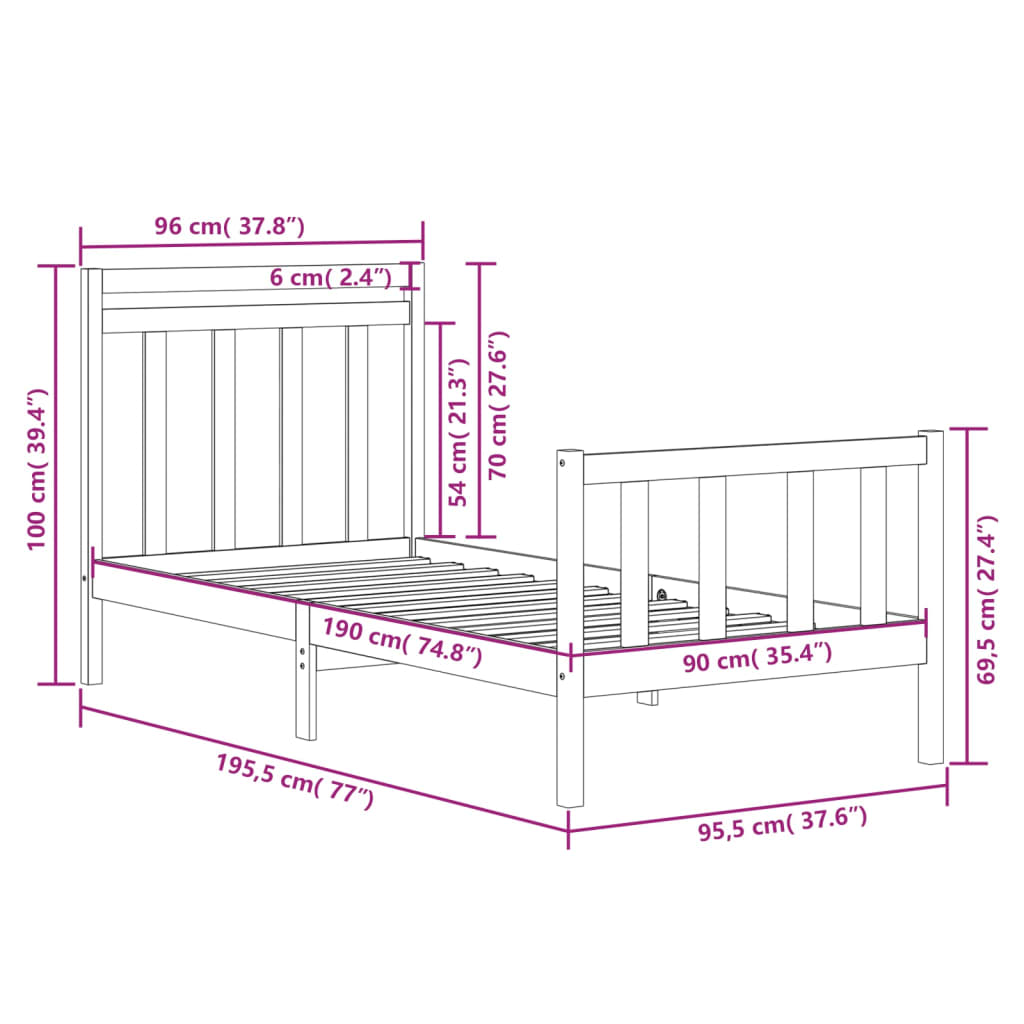 Giroletto in Legno Massello 90x190 cm 3FT Single - homemem39