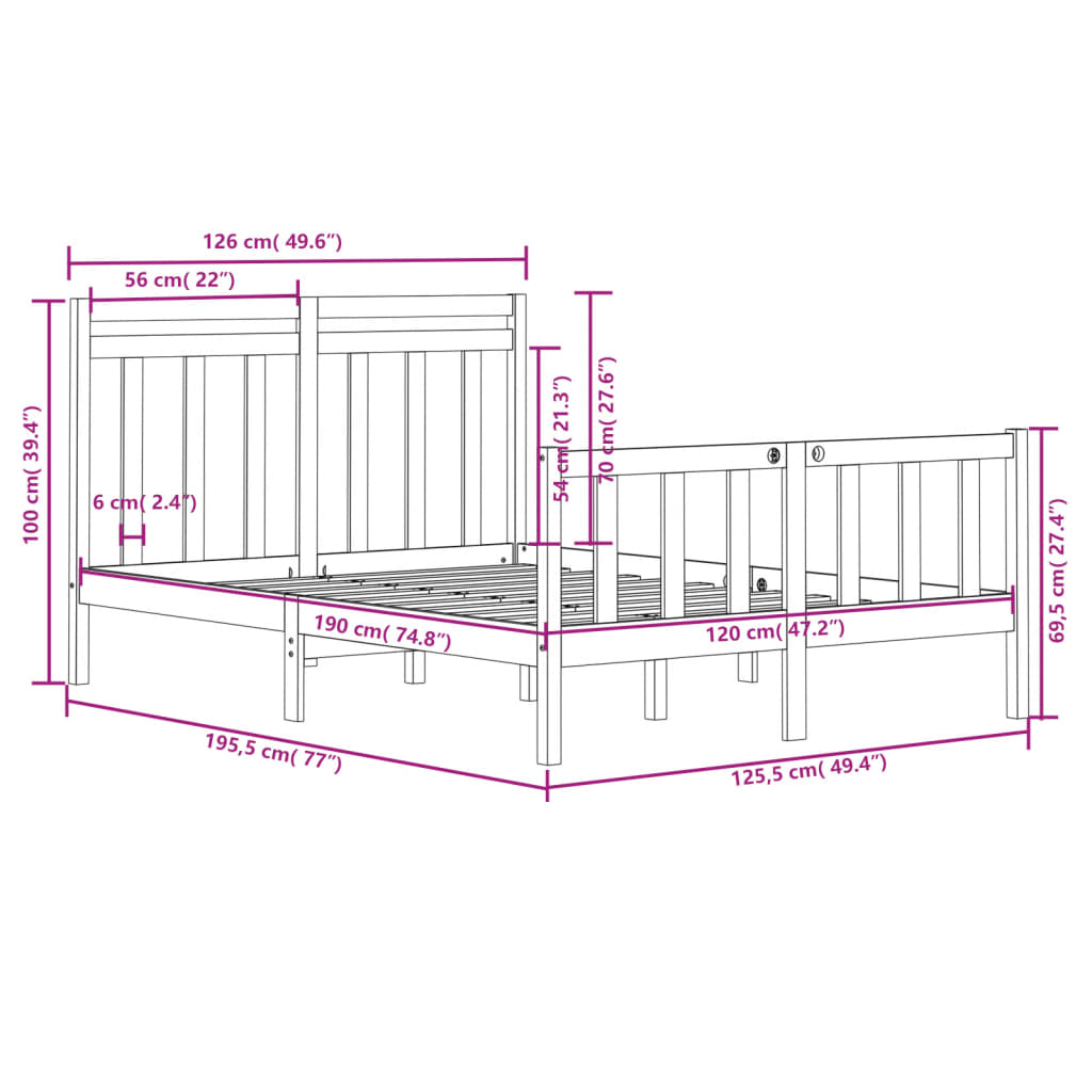 Giroletto in Legno Massello 120x190 cm Small Double - homemem39