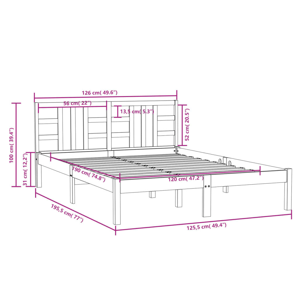 Giroletto in Legno Massello 120x190 cm Small Double - homemem39