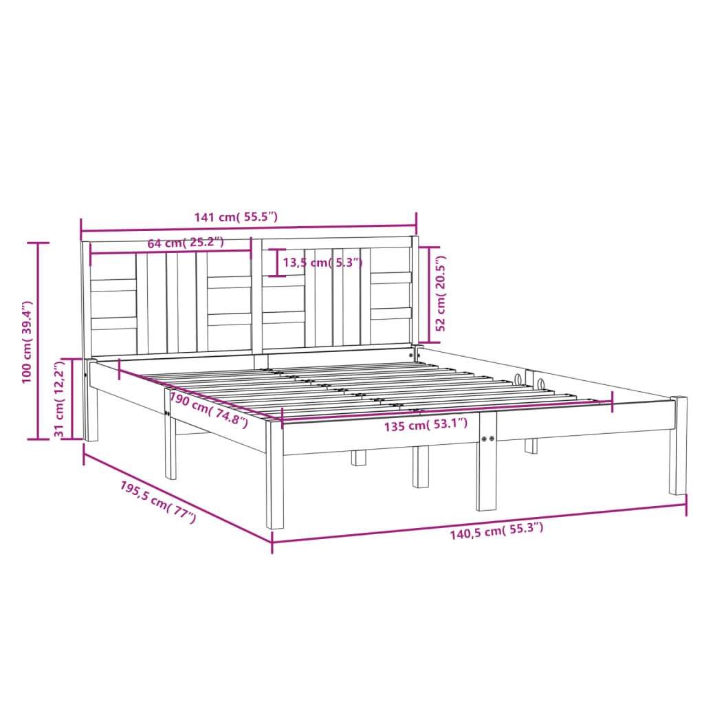 Giroletto in Legno Massello 135x190 cm Double - homemem39