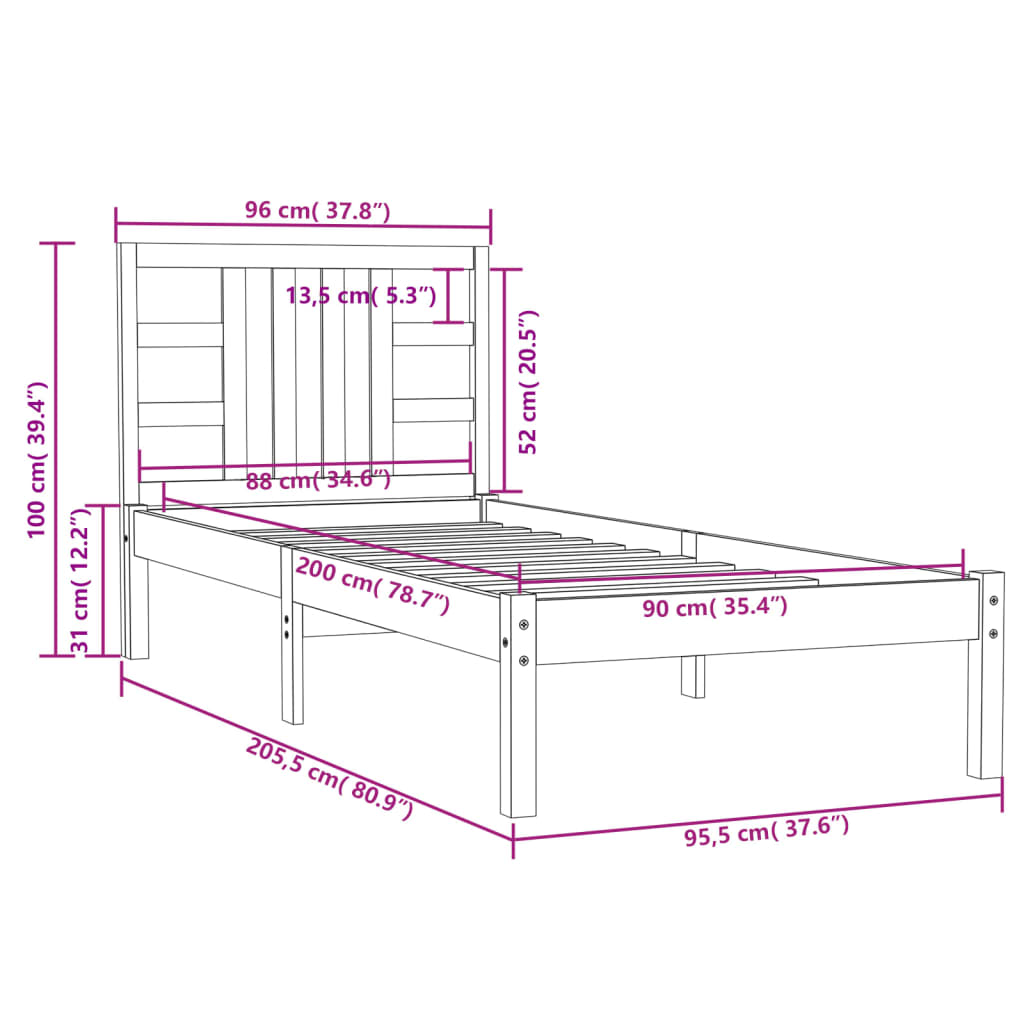 Giroletto in Legno Massello 90x200 cm - homemem39