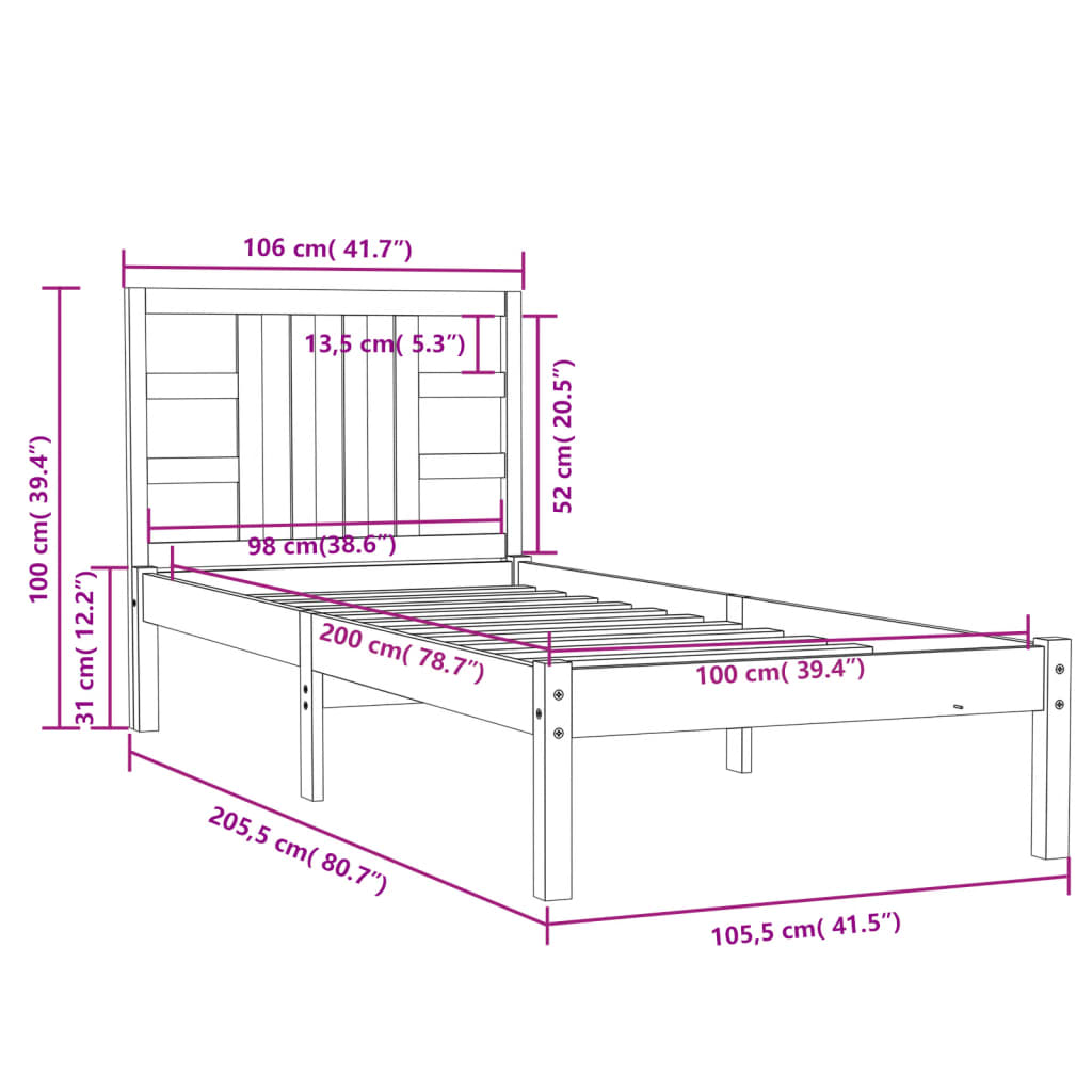 Giroletto in Legno Massello 100x200 cm - homemem39