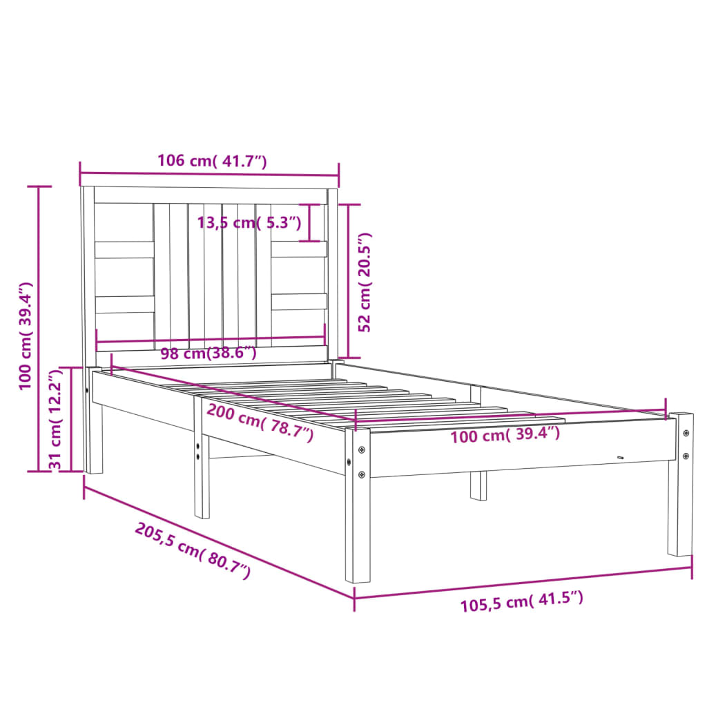 Giroletto Miele in Legno Massello 100x200 cm - homemem39