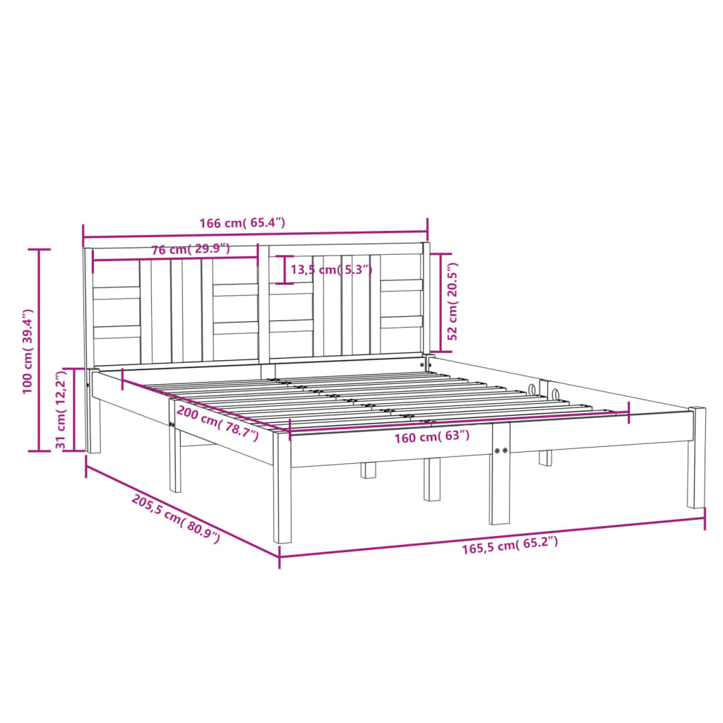 Giroletto Bianco in Legno Massello 160x200 cm - homemem39