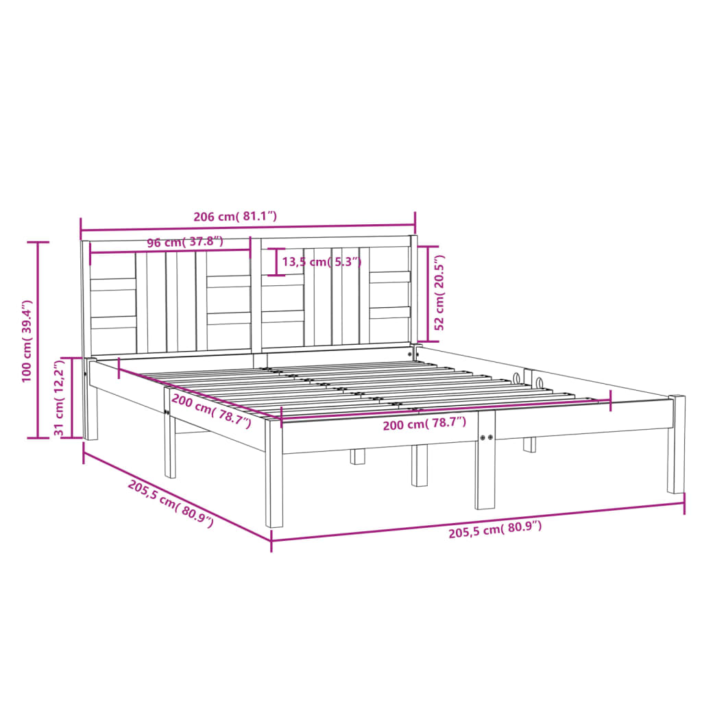 Giroletto Nero in Legno Massello 200x200 cm - homemem39