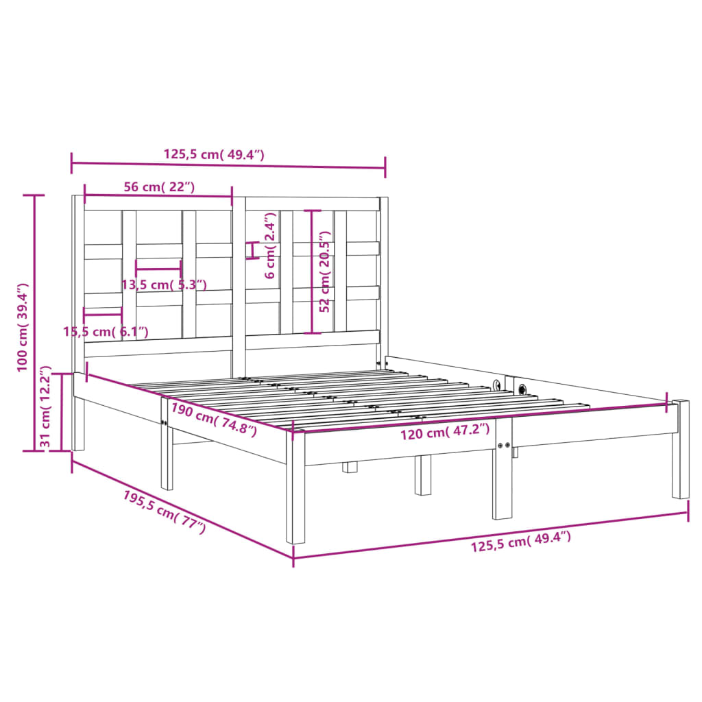 Giroletto in Legno Massello 120x190 cm Small Double - homemem39