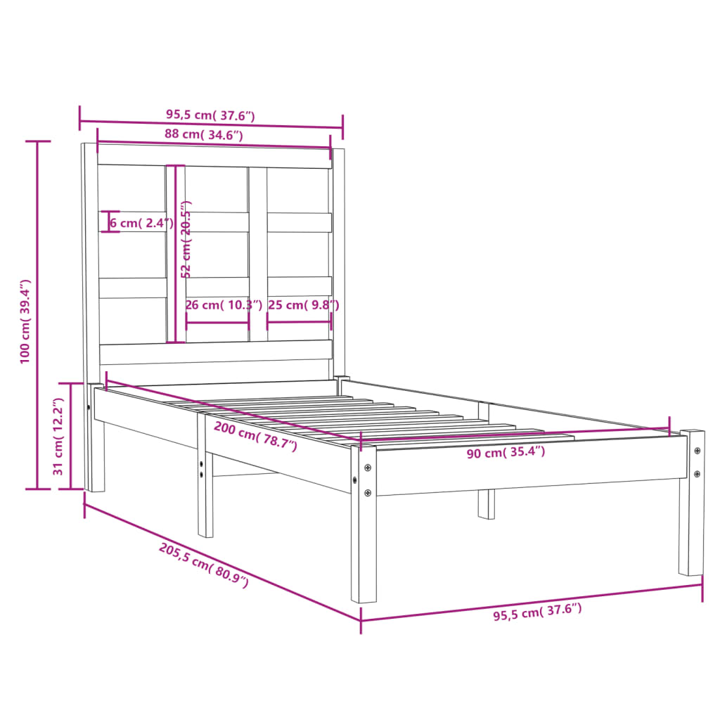 Giroletto in Legno Massello 90x200 cm - homemem39