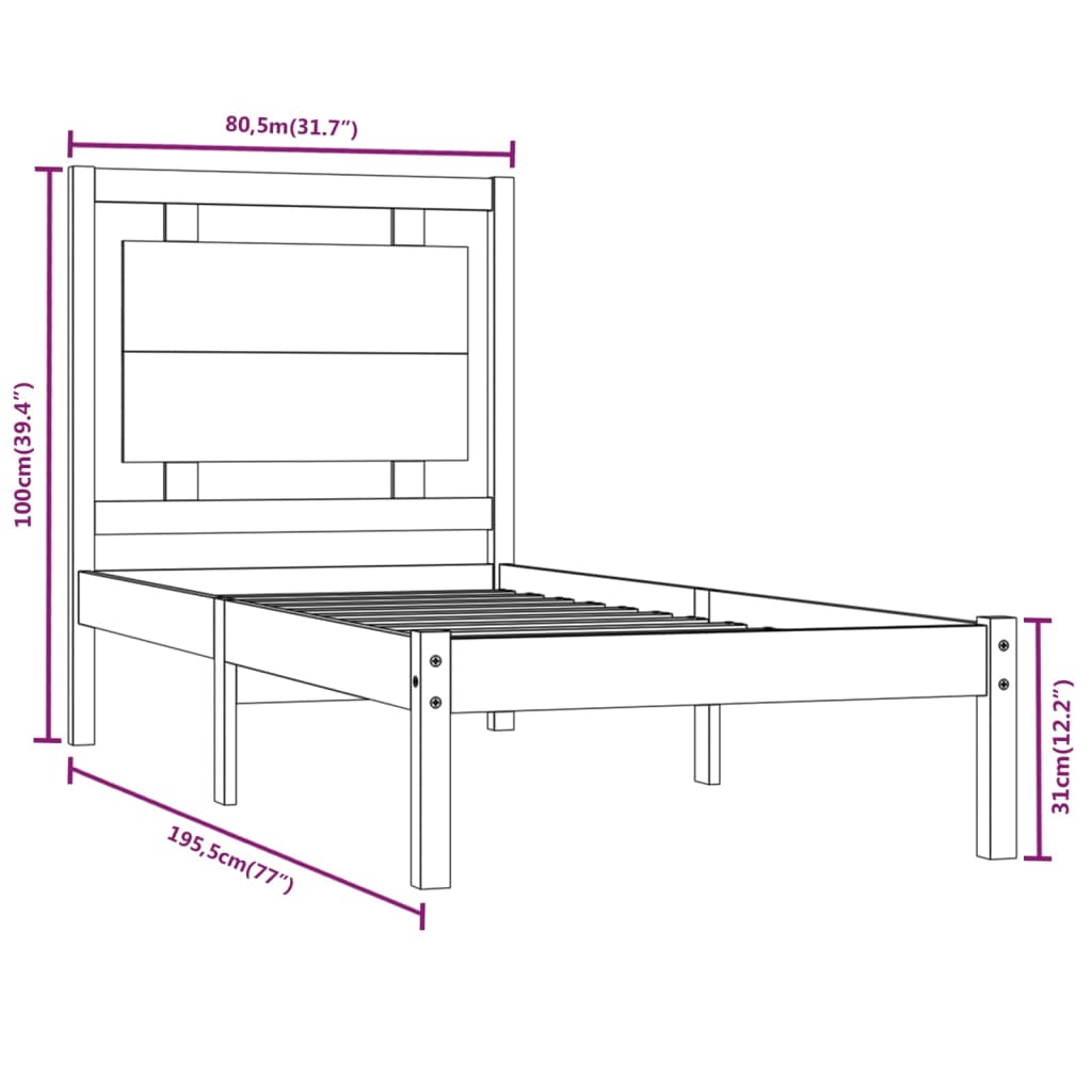 Giroletto in Legno Massello 75x190 cm Small Single - homemem39