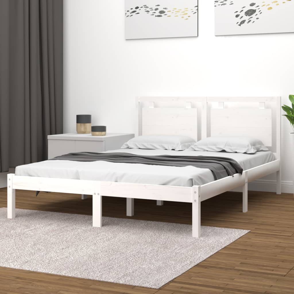 Giroletto Bianco in Legno Massello 135x190 cm Double - homemem39