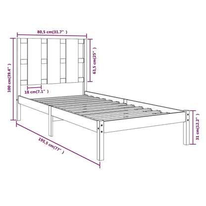 Giroletto Bianco in Legno Massello 75x190 cm Small Single - homemem39