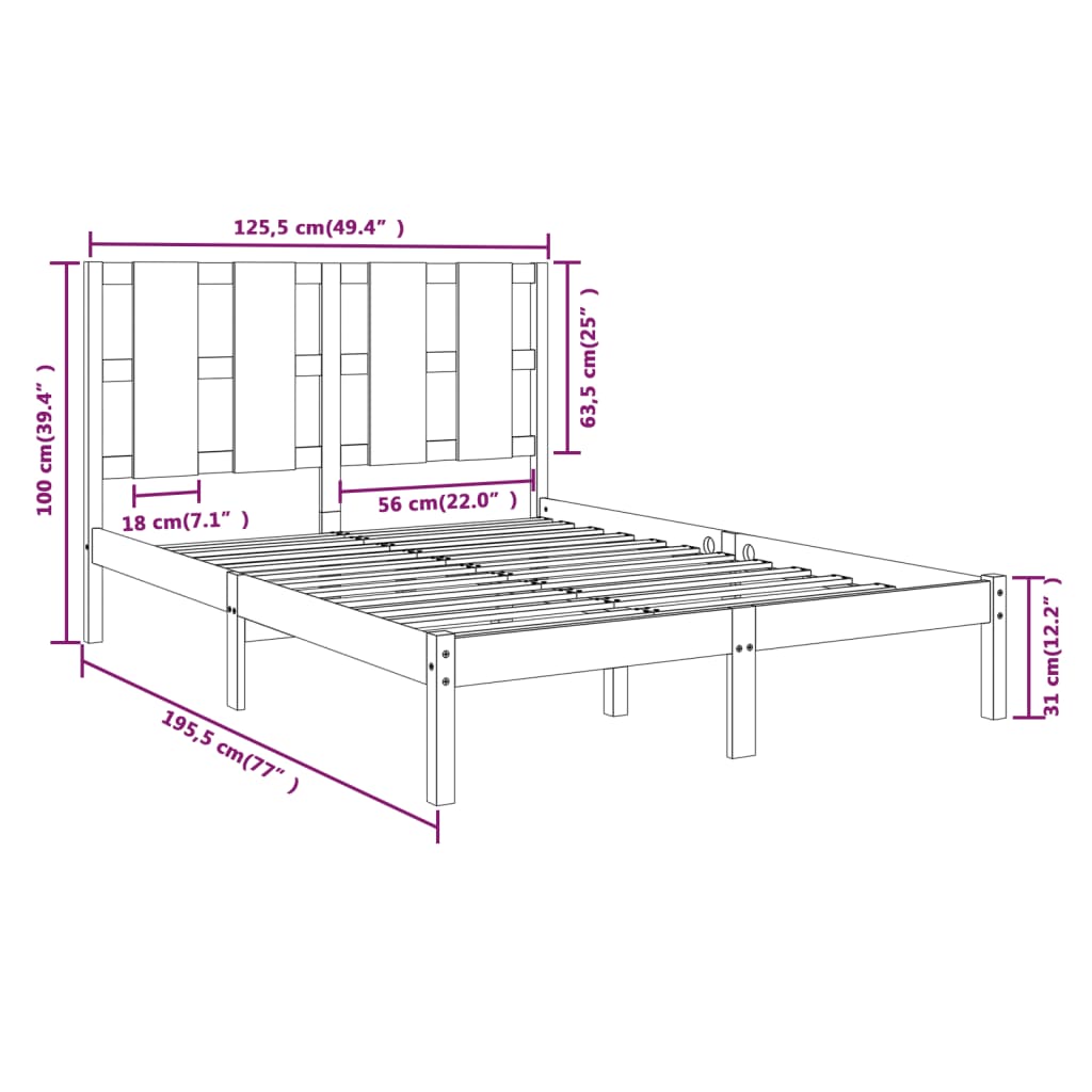 Giroletto Bianco in Legno Massello 120x190 cm Small Double - homemem39