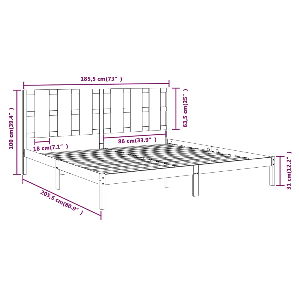 Giroletto in Legno Massello 180x200 cm Super King - homemem39