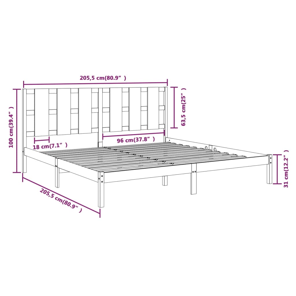 Giroletto Nero in Legno Massello di Pino 200x200 cm - homemem39