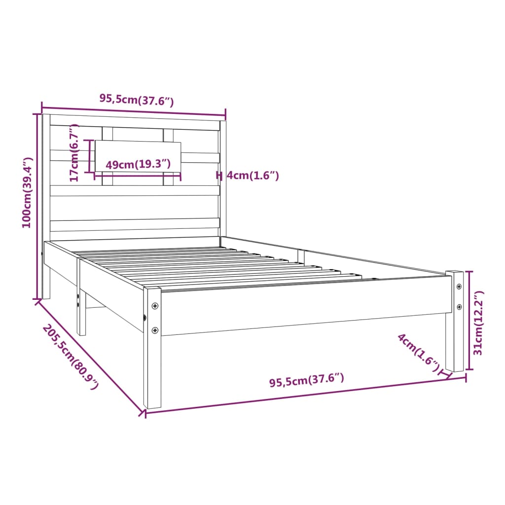 Giroletto Bianco in Legno Massello 90x200 cm - homemem39