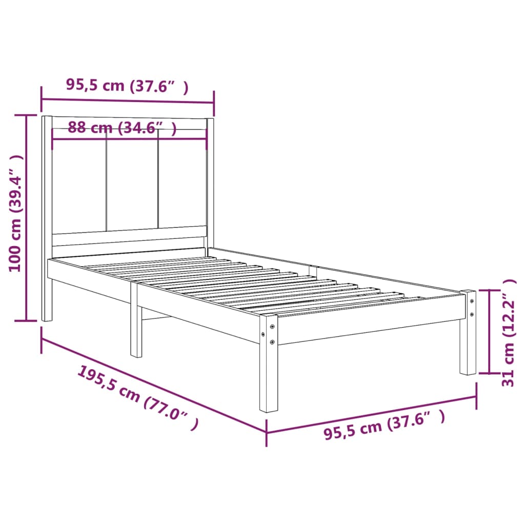 Giroletto in Legno Massello di Pino 90x190 cm Single - homemem39