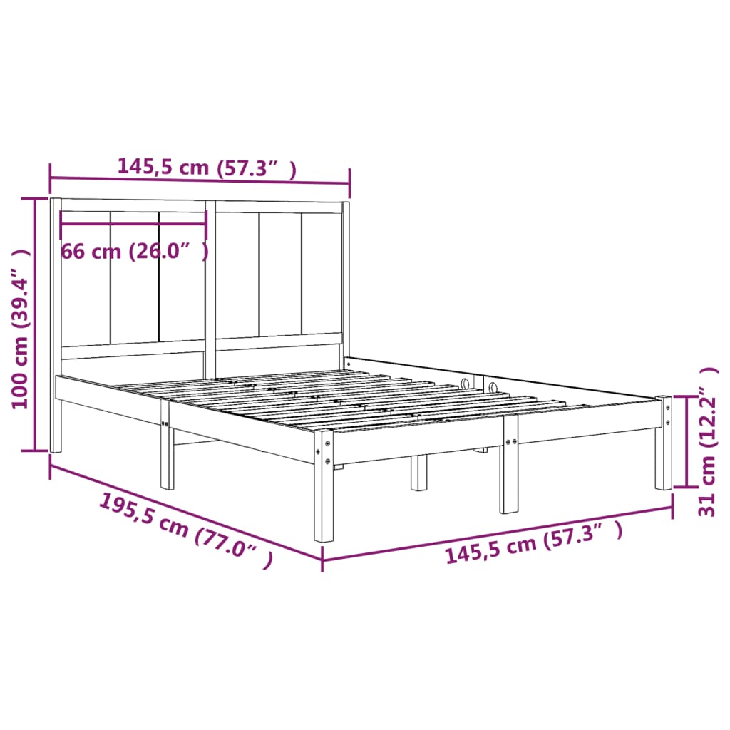 Giroletto Bianco in Legno Massello di Pino 140x190 cm - homemem39