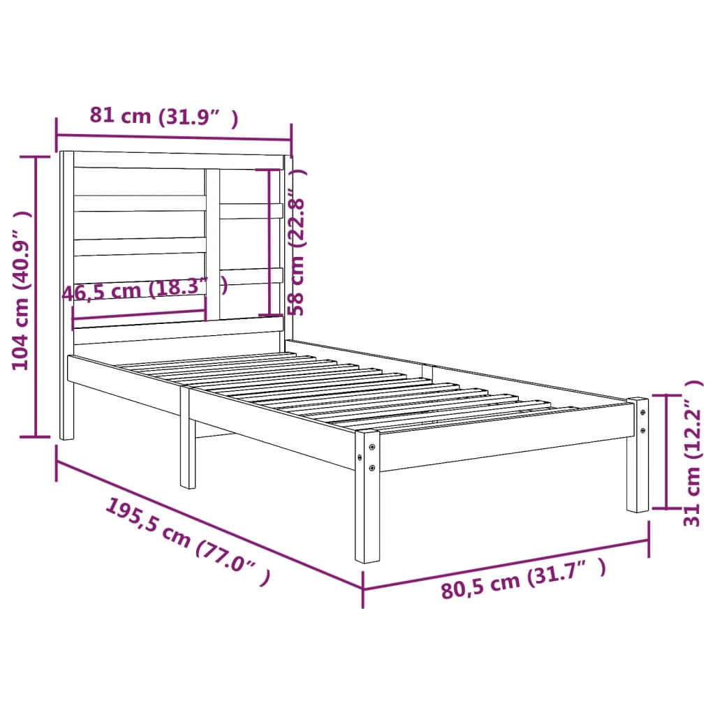 Giroletto in Legno Massello 75x190 cm Small Single - homemem39