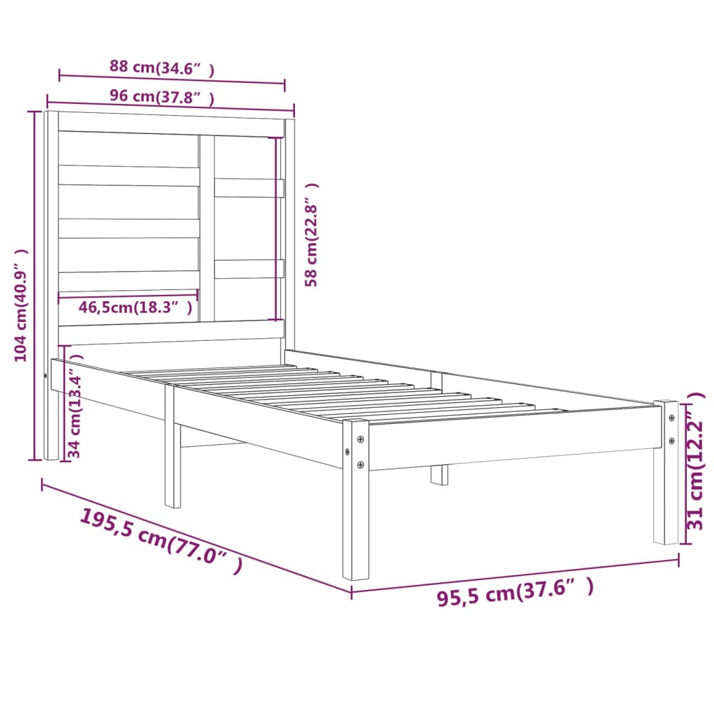 Giroletto in Legno Massello 90x190 cm Single - homemem39