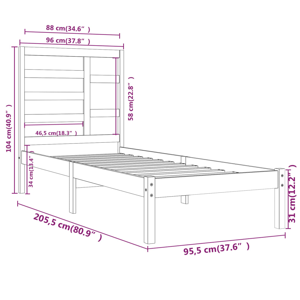 Giroletto in Legno Massello 90x200 cm - homemem39