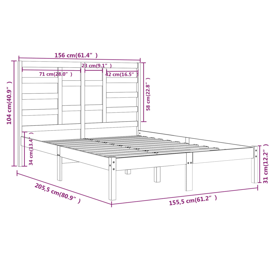 Giroletto Nero in Legno Massello 150x200 cm King Size - homemem39