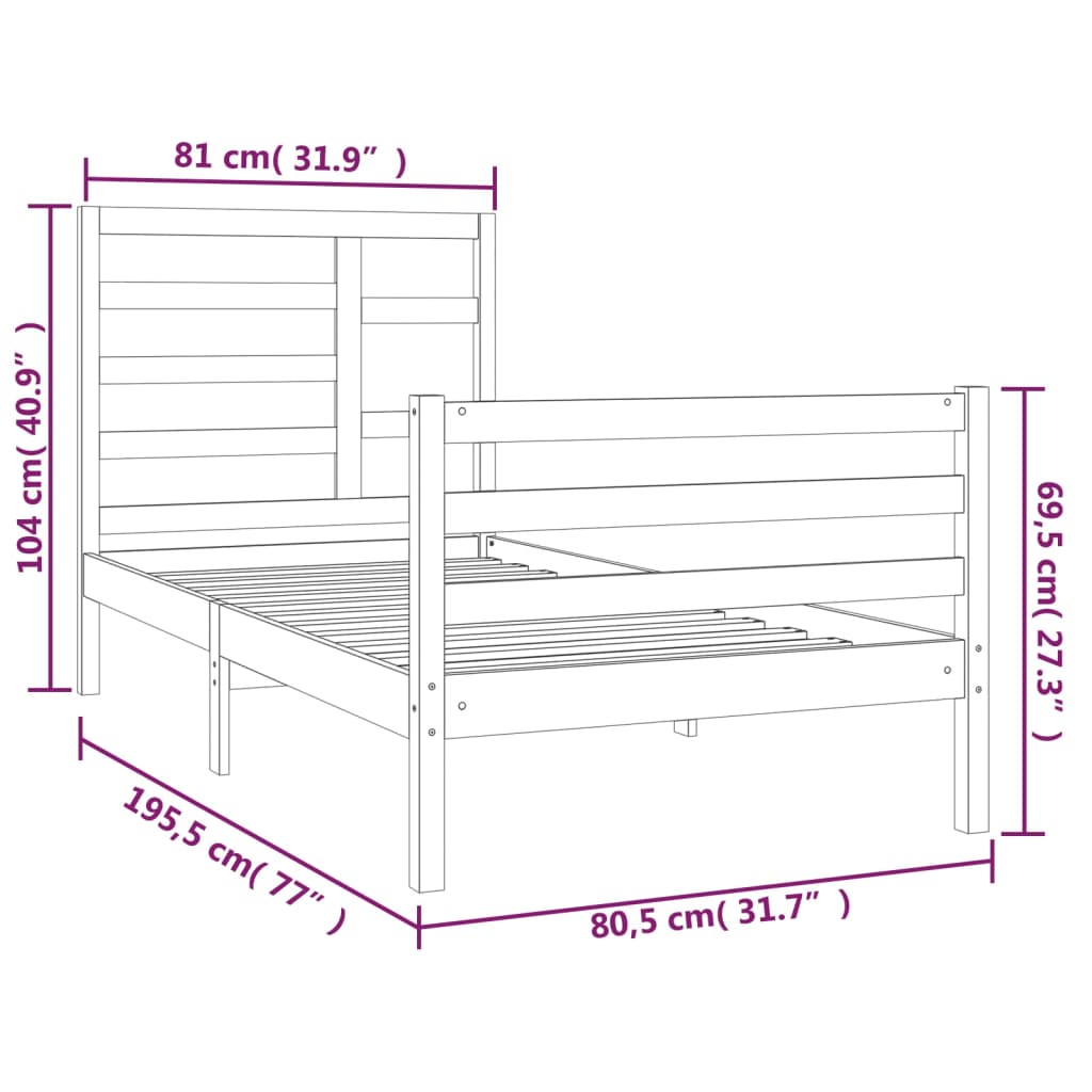 Giroletto in Legno Massello 75x190 cm Small Single - homemem39