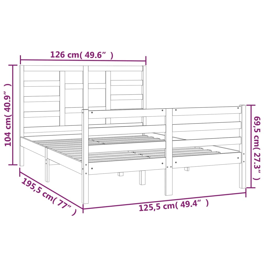 Giroletto in Legno Massello 120x190 cm 4FT Small Double - homemem39