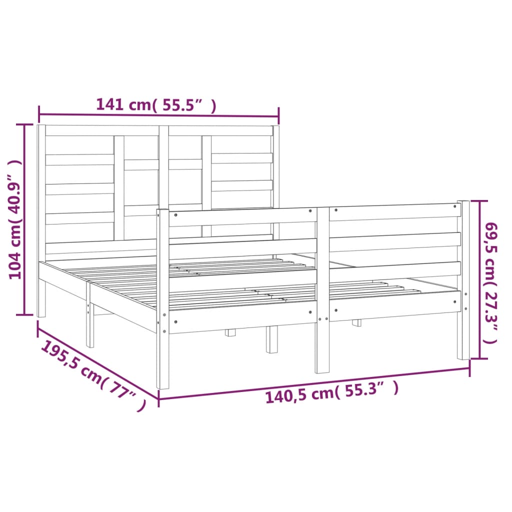 Giroletto Bianco in Legno Massello 135x190 cm 4FT6 Double - homemem39