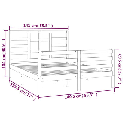 Giroletto Grigio in Legno Massello 135x190 cm 4FT6 Double - homemem39