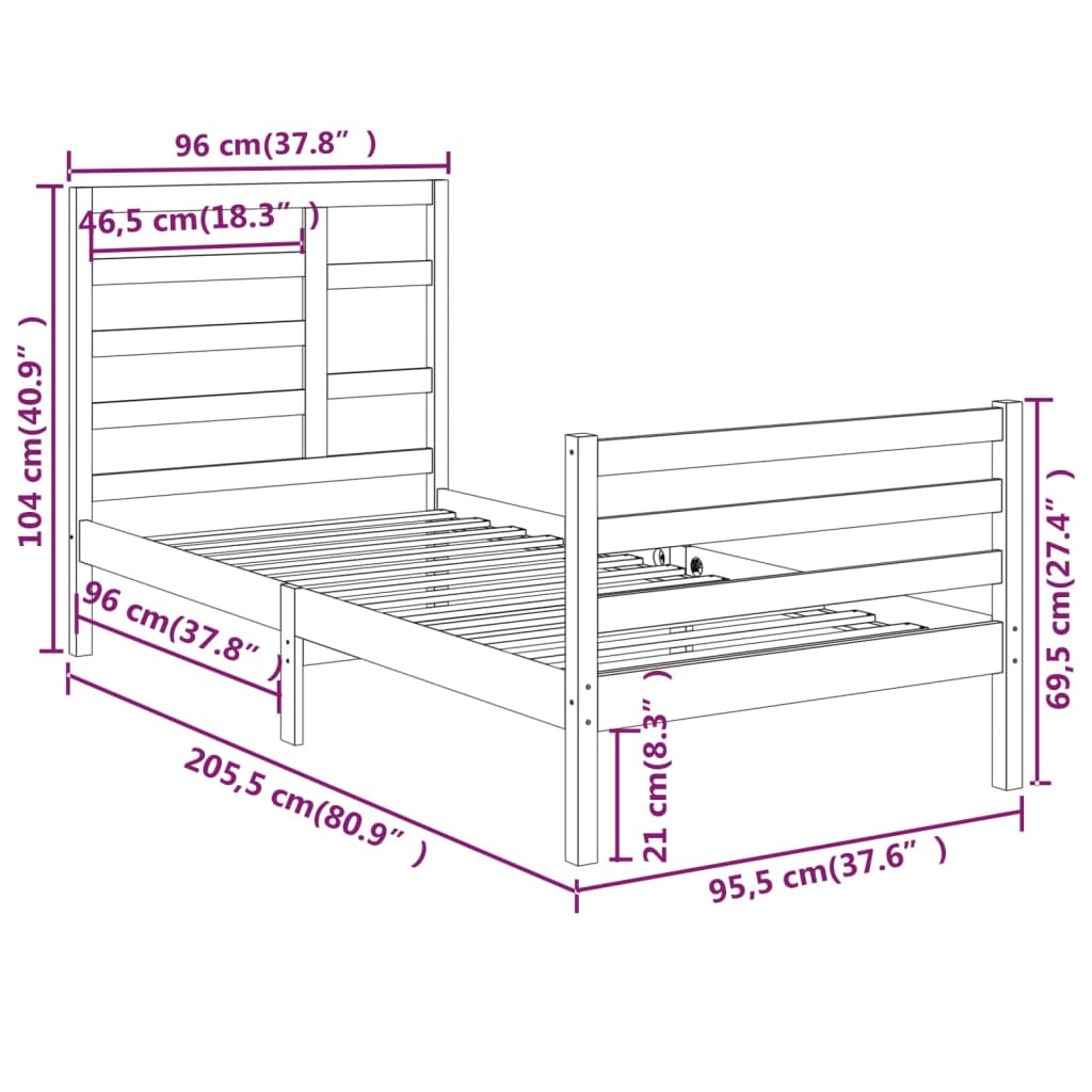 Giroletto in Legno Massello 90x200 cm - homemem39