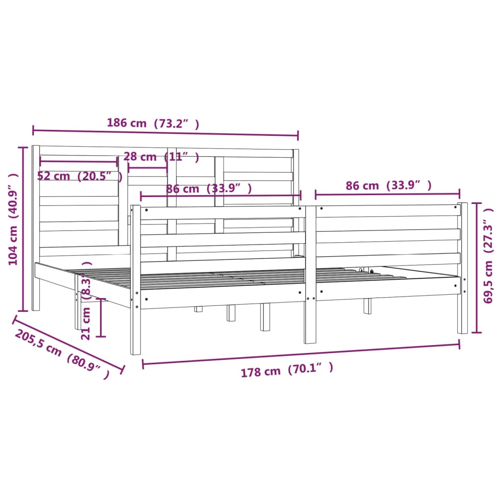 Giroletto in Legno Massello 180x200 cm 6FT Super King - homemem39