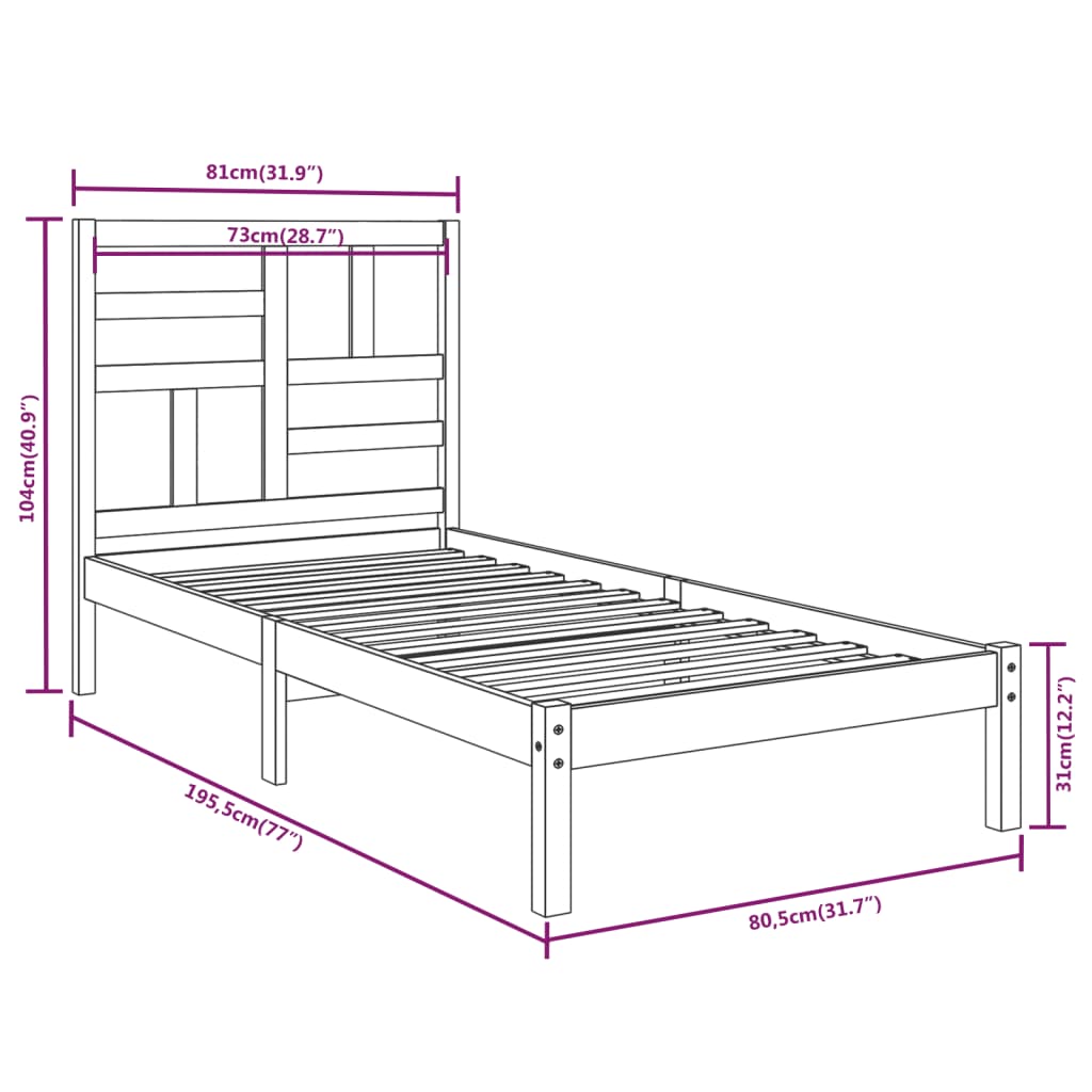 Giroletto in Legno Massello 75x190 cm Small Single - homemem39