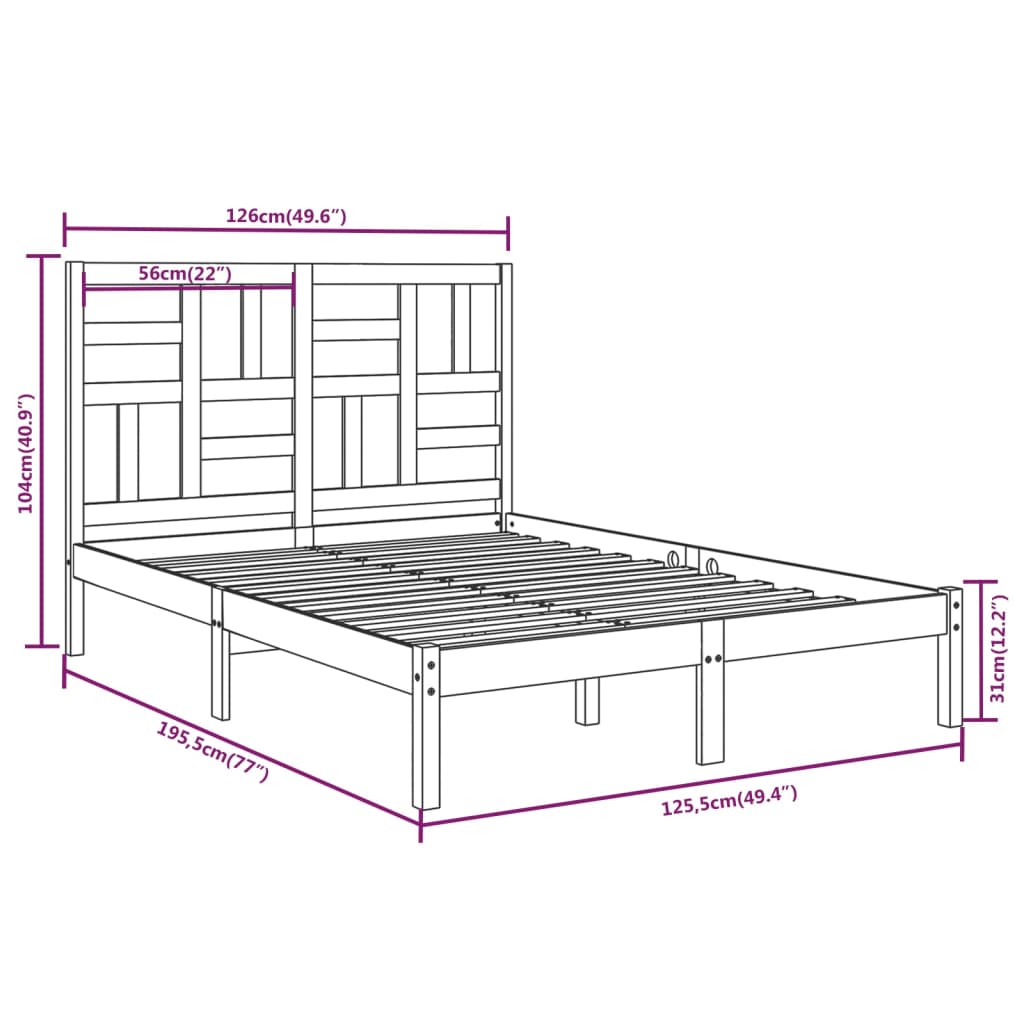 Giroletto Nero in Legno Massello 120x190 cm 4FT Small Double - homemem39