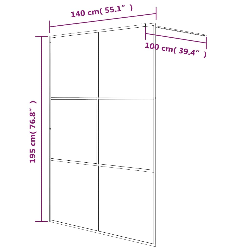 Parete Doccia Walk in 140x195 cm Vetro Smerigliato ESG - homemem39