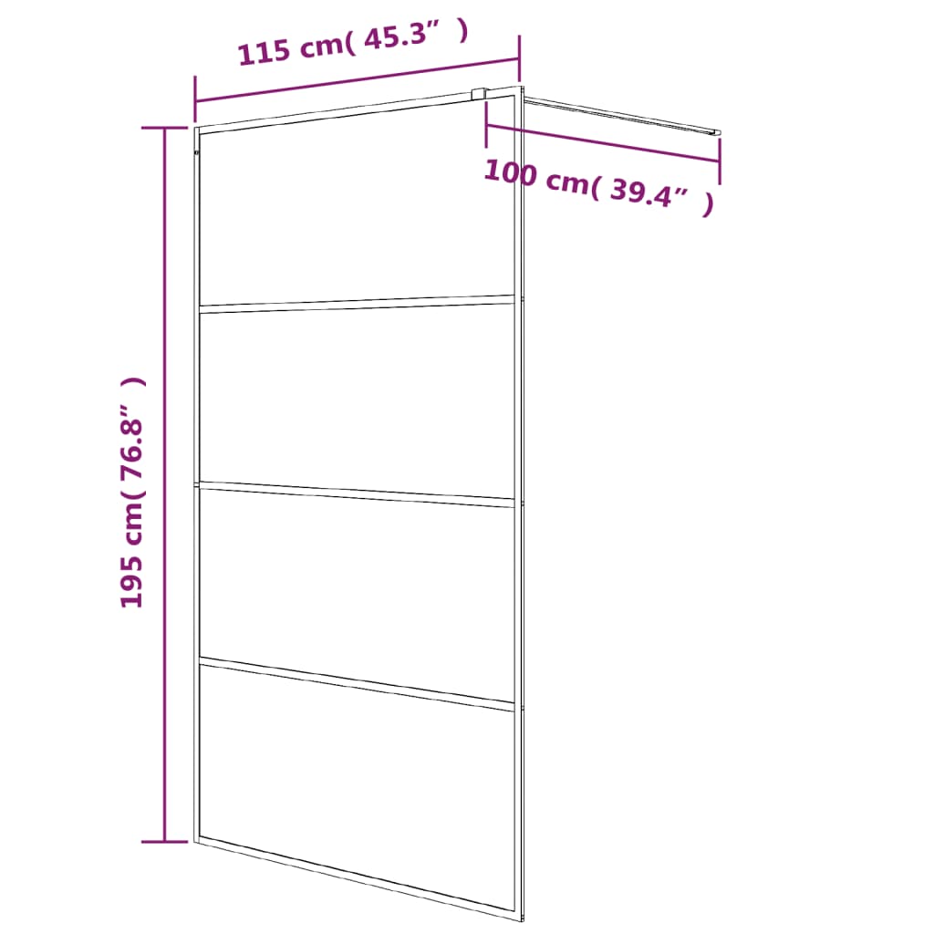 Parete Doccia Walk in 115x195 cm Vetro Semi Smerigliato ESG - homemem39