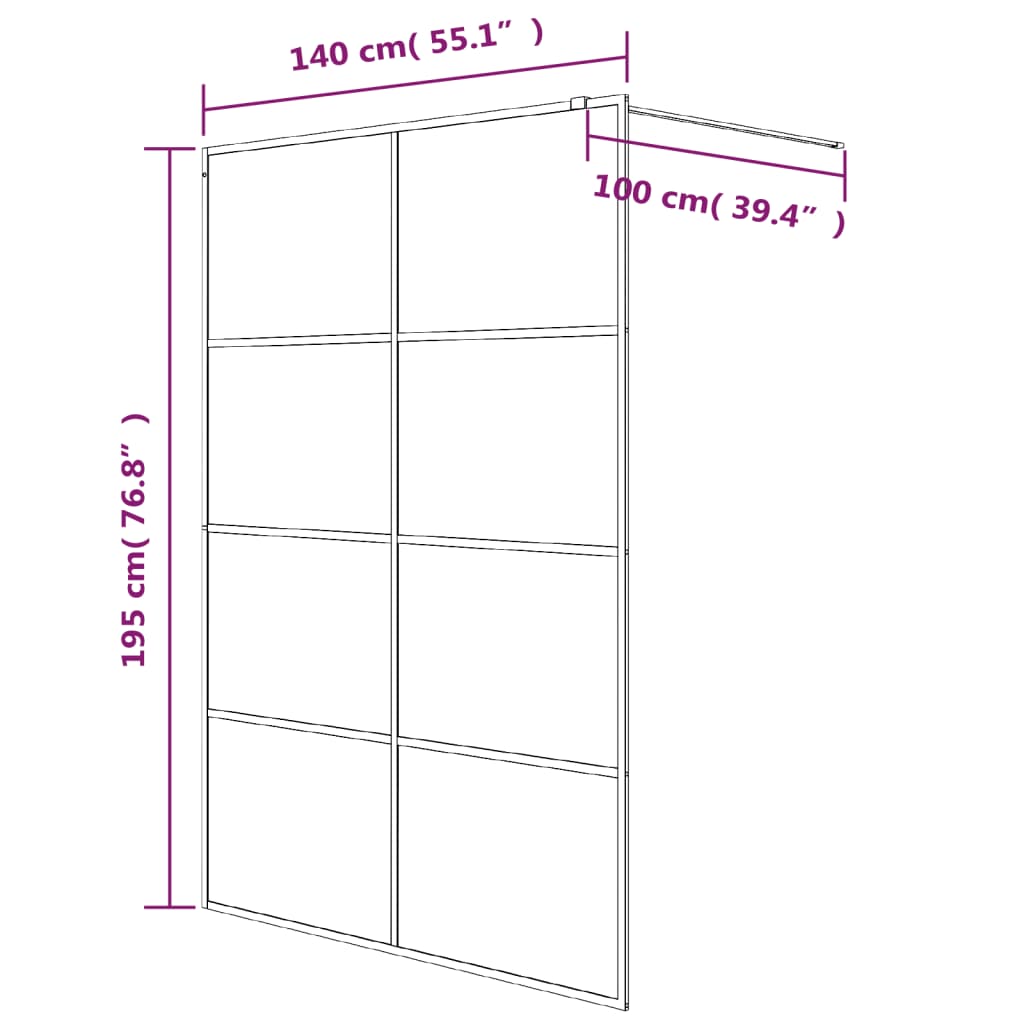 Parete Doccia Walk in Argento 140x195 cm Vetro Trasparente ESG - homemem39