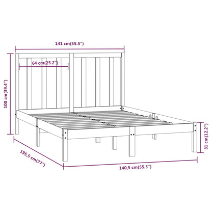 Giroletto Grigio in Legno Massello Pino 135x190 cm 4FT6 Double - homemem39