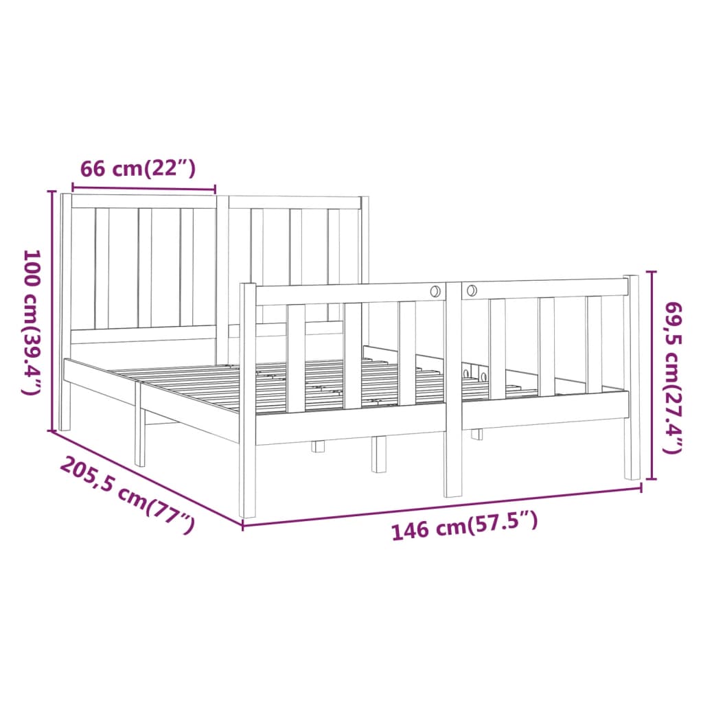 Giroletto Bianco in Legno Massello di Pino 140x190 cm - homemem39