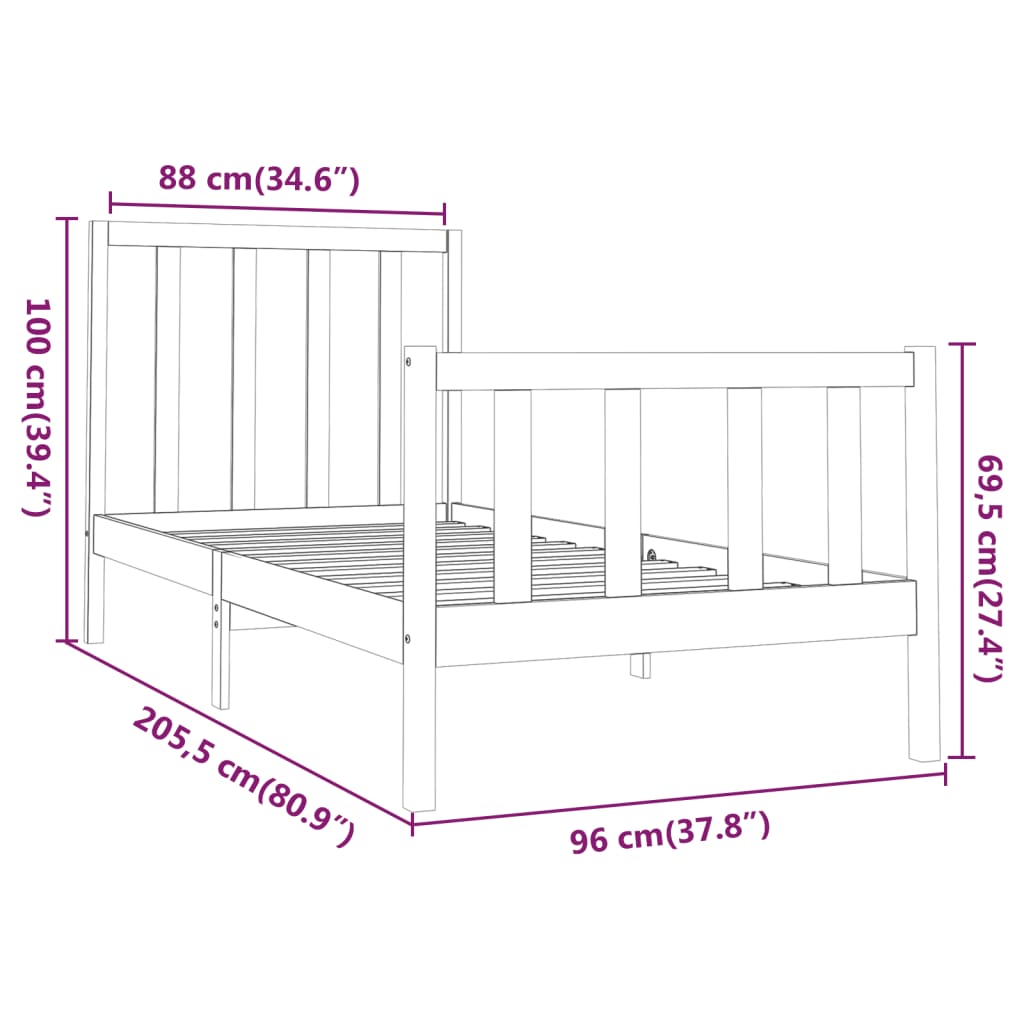 Giroletto in Legno Massello di Pino 90x200 cm - homemem39