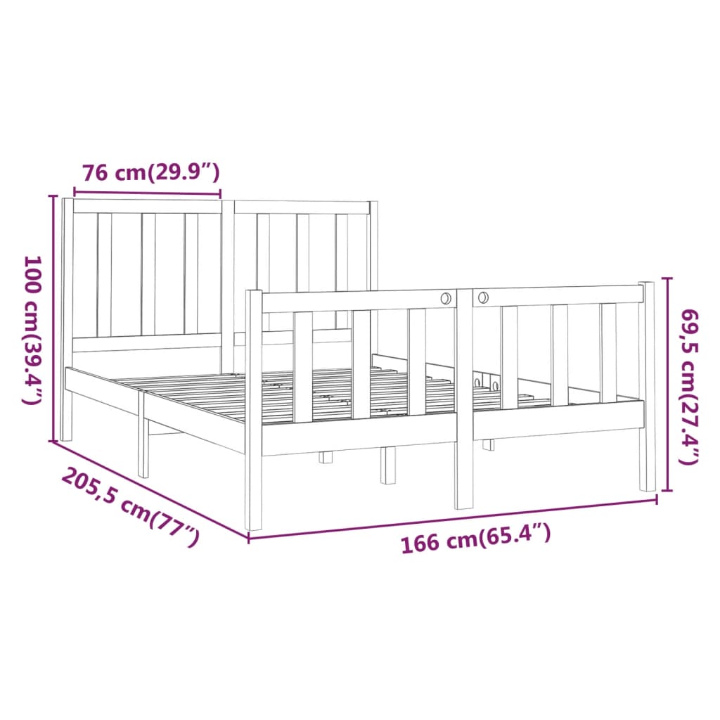 Giroletto Bianco in Legno Massello di Pino 160x200 cm - homemem39