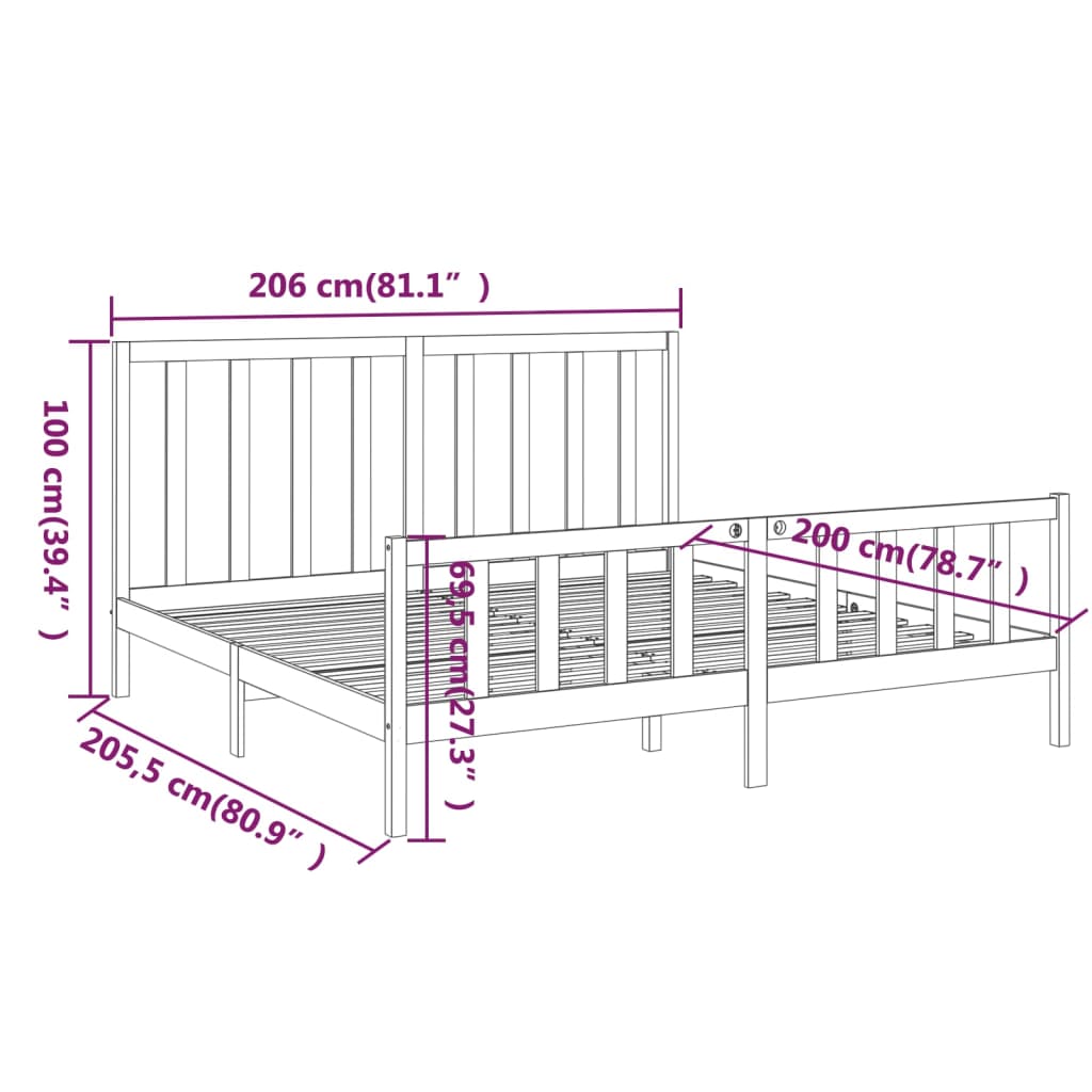 Giroletto Nero in Legno Massello di Pino 200x200 cm - homemem39