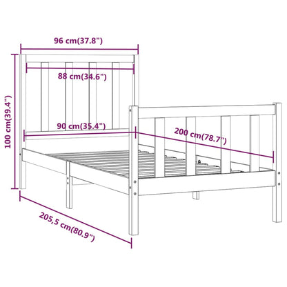 Giroletto Nero in Legno Massello 90x200 cm - homemem39